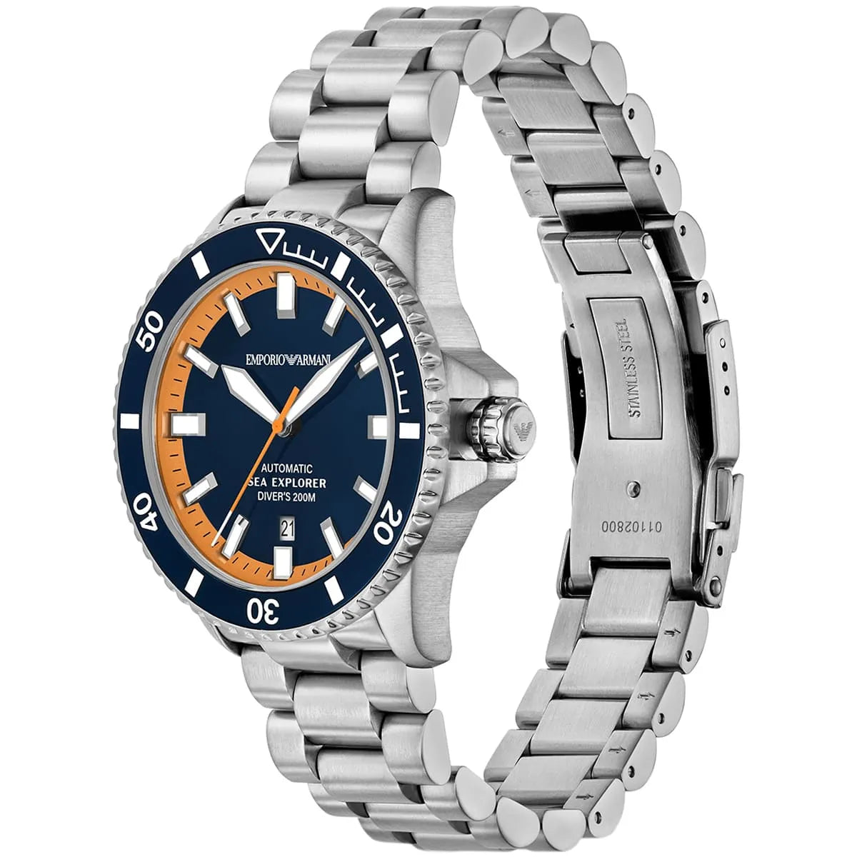 Emporio Armani Sea Explorer AR60090 Automatic Blue & Orange Diver's Watch