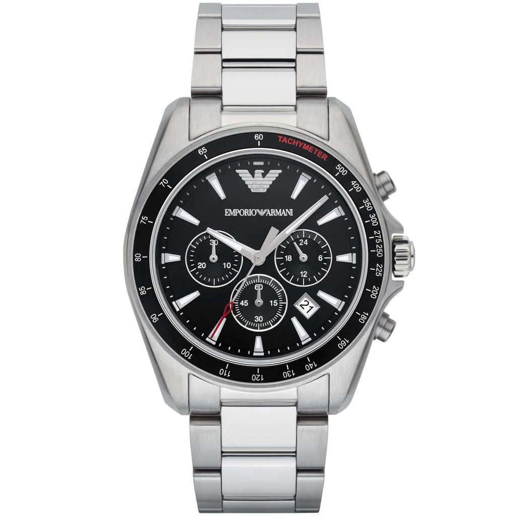 Emporio Armani Sigma AR6098 Silver Steel Black Dial Watch