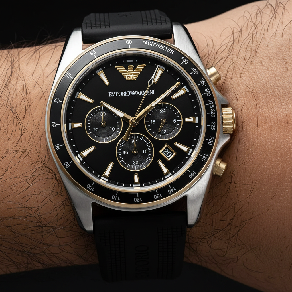 Emporio Armani Sigma AR80003 Chronograph Black Rubber Strap Men's Watch