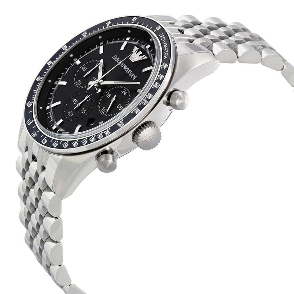 Emporio Armani Sportivo AR5988 Black Dial Silver Chronograph Watch