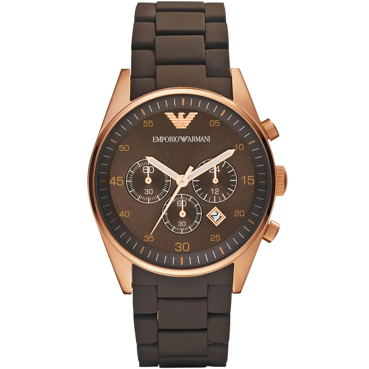 Emporio Armani Tazio AR5890 Brown Silicone & Rose Gold Watch