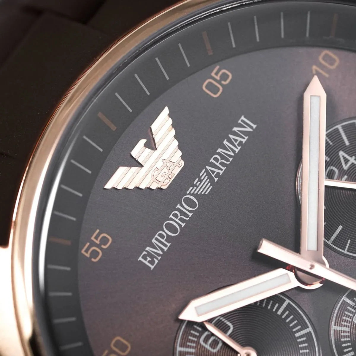 Emporio Armani Tazio AR5890 Brown Silicone & Rose Gold Watch