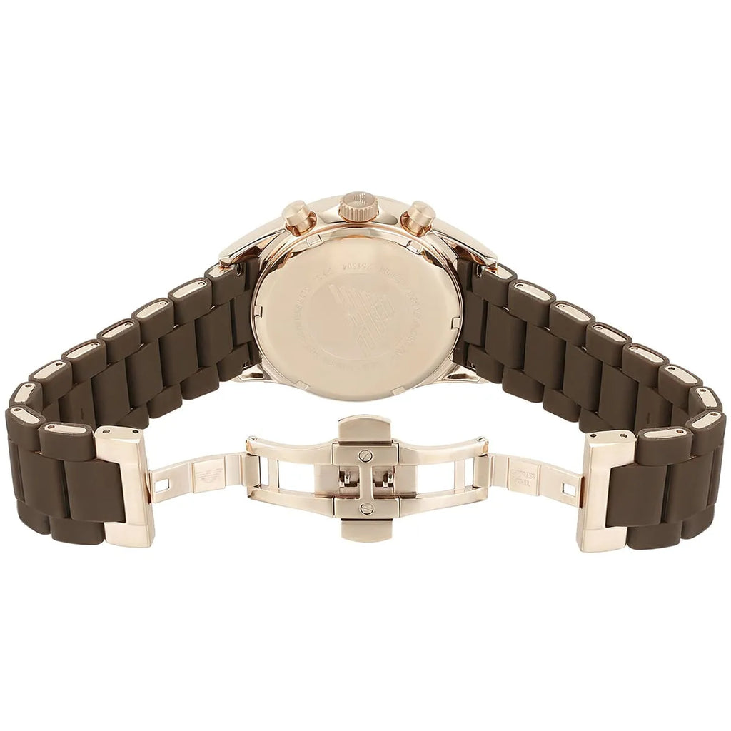 Emporio Armani Tazio AR5890 Brown Silicone & Rose Gold Watch