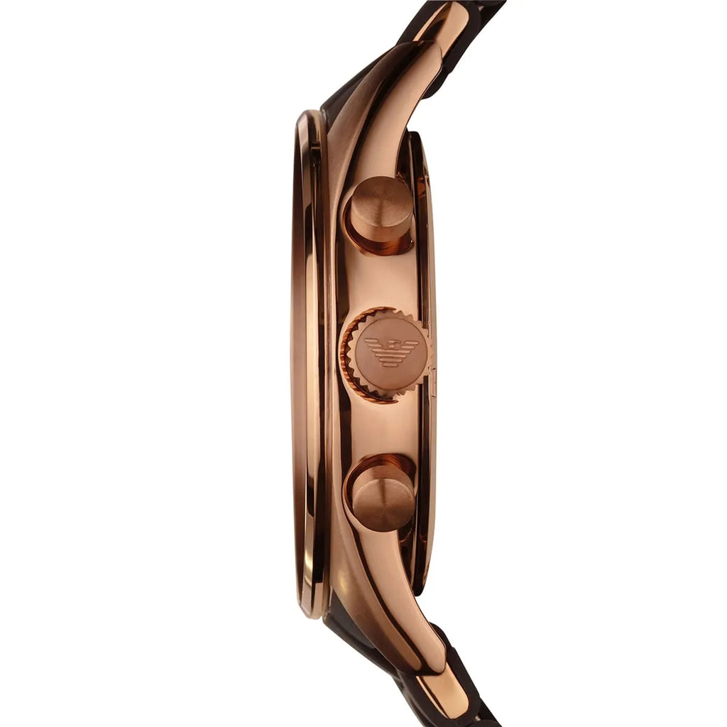 Emporio Armani Tazio AR5890 Brown Silicone & Rose Gold Watch