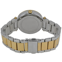 Michael Kors Parker MK6055 Two-Tone Watch with Crystal Bezel and Multi-Function Dial
