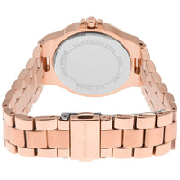 Michael Kors Lennox MK7279 Rose Gold Watch with Crystal Bezel and Silver Dial
