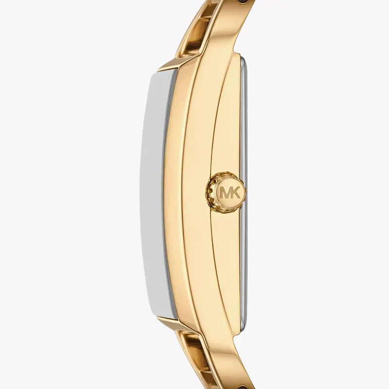 Michael Kors Women's MK Empire Three-Hand Gold-Tone Stainless Steel Logo Bracelet Watch (Model: MK4840), Gold, Modern