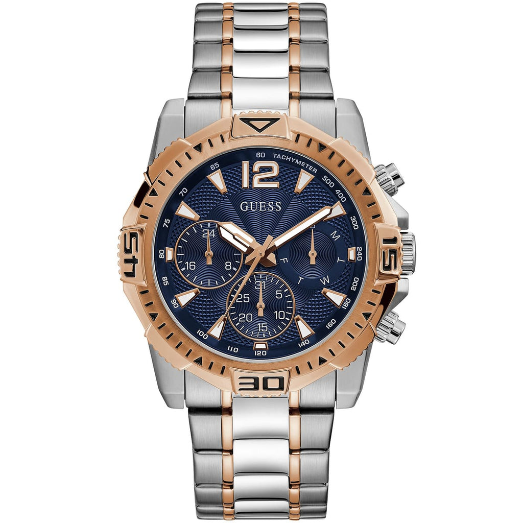 Guess Commander GW0056G5 Two-Tone Rose Gold & Silver Blue Dial Men's Watch