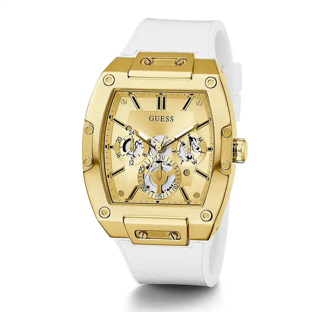 Guess Phoenix GW0202G6 Gold-Tone & White Rubber Men's Watch