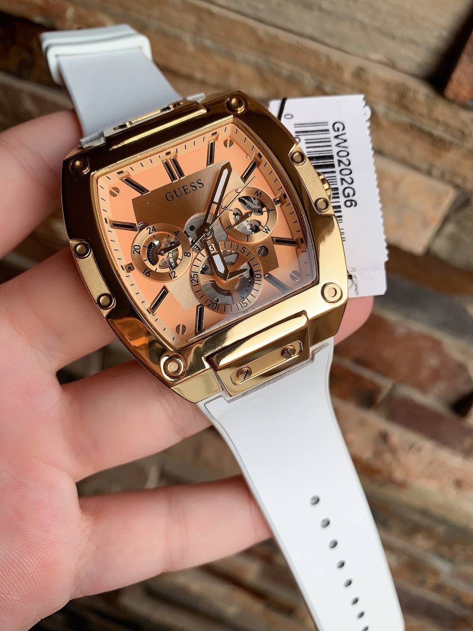 Guess Phoenix GW0202G6 Gold-Tone & White Rubber Men's Watch