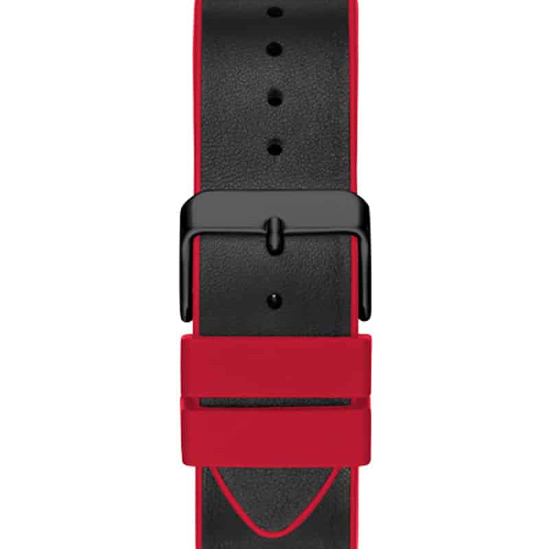 Guess Phoenix GW0202G7 Black Case Red Accents Skeleton Dial Rubber Strap Men's Watch