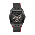 Guess Phoenix GW0202G7 Black Case Red Accents Skeleton Dial Rubber Strap Men's Watch