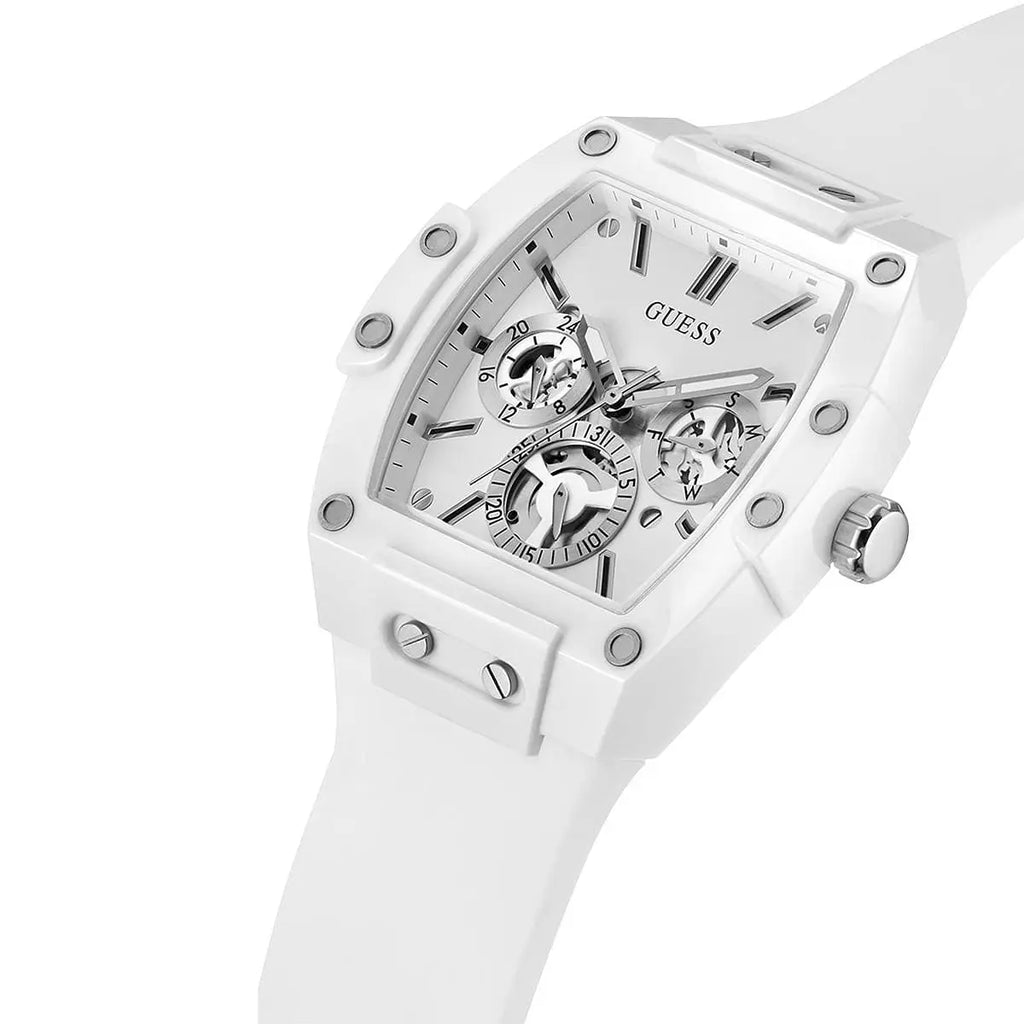 Guess Phoenix GW0203G2 White Rubber Case Skeleton Dial Rubber Strap Men's Watch