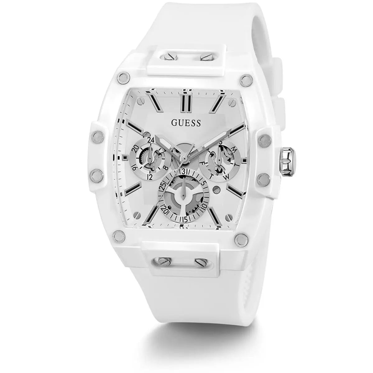 Guess Phoenix GW0203G2 White Rubber Case Skeleton Dial Rubber Strap Men's Watch