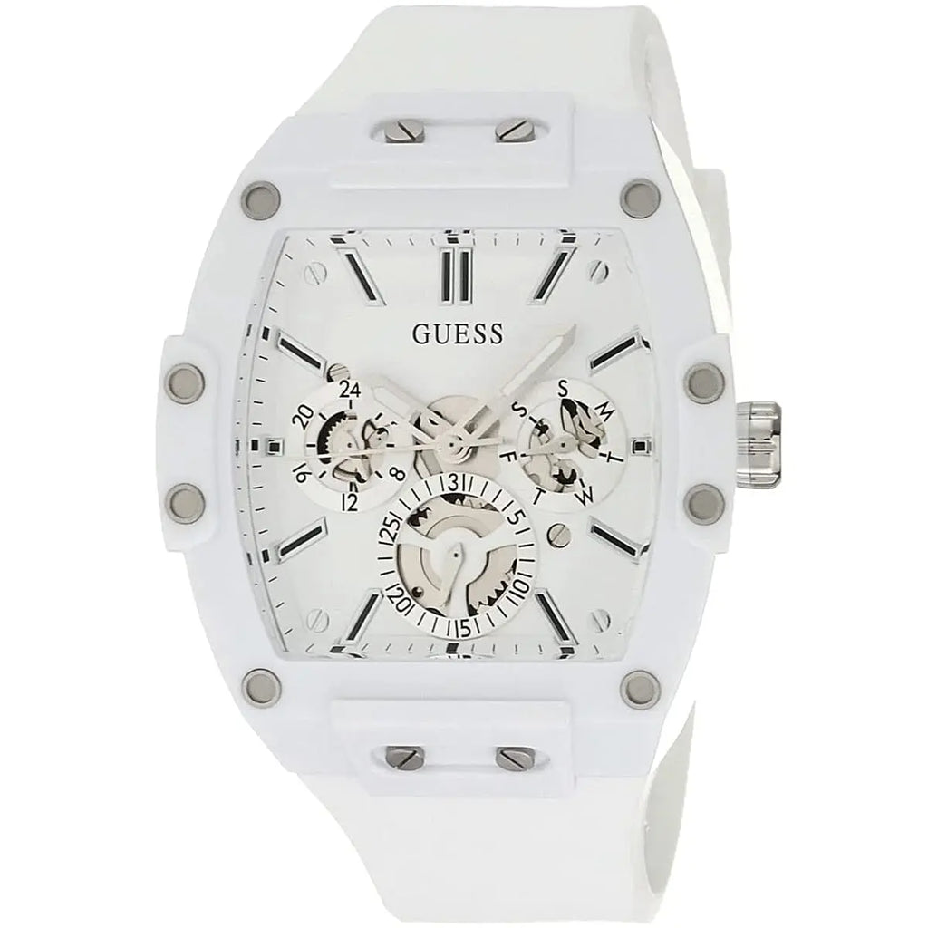 Guess Phoenix GW0203G2 White Rubber Case Skeleton Dial Rubber Strap Men's Watch