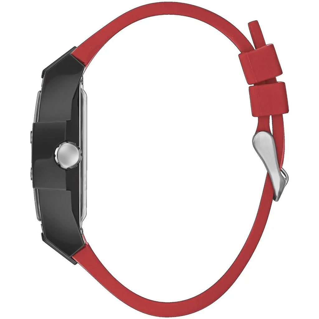 Guess Phoenix GW0203G4 Black Case Skeleton Dial Red Rubber Strap Watch