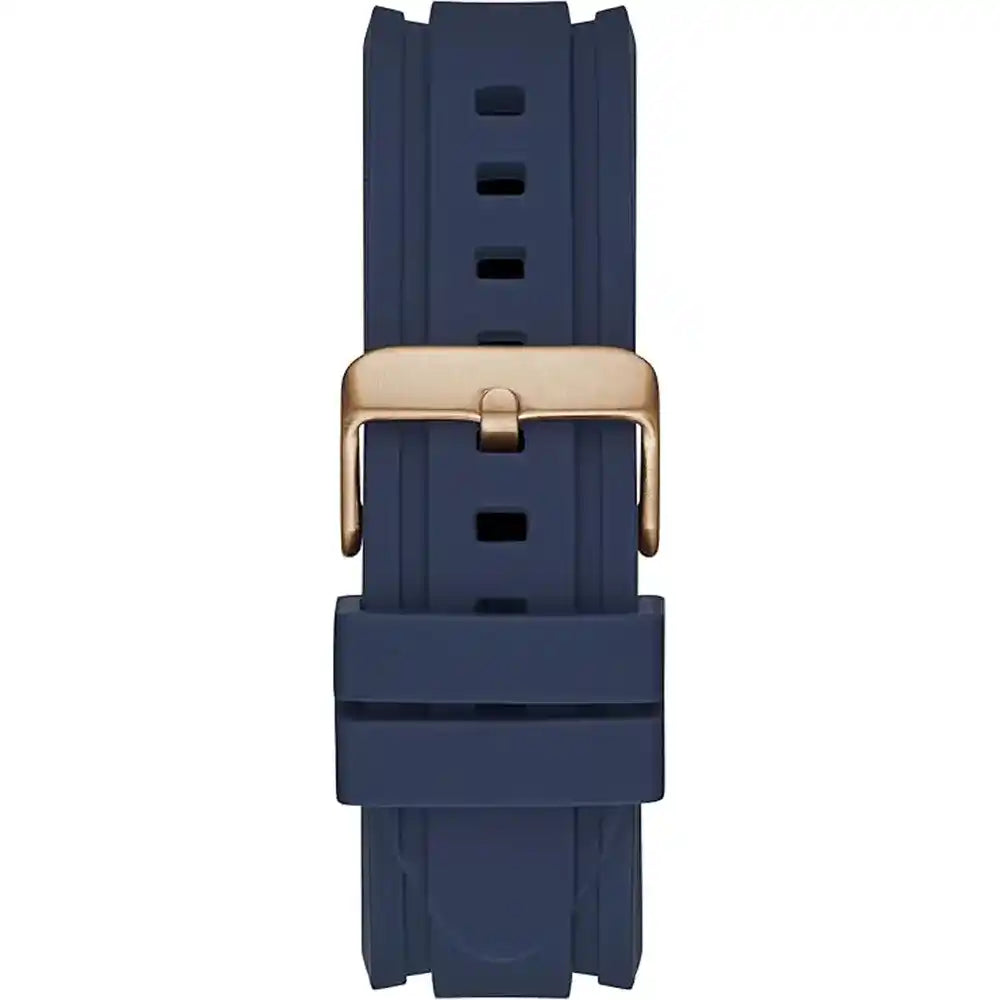 Guess Commander GW0211G4 Rose Gold Case Blue Bezel Rubber Strap Men's Watch