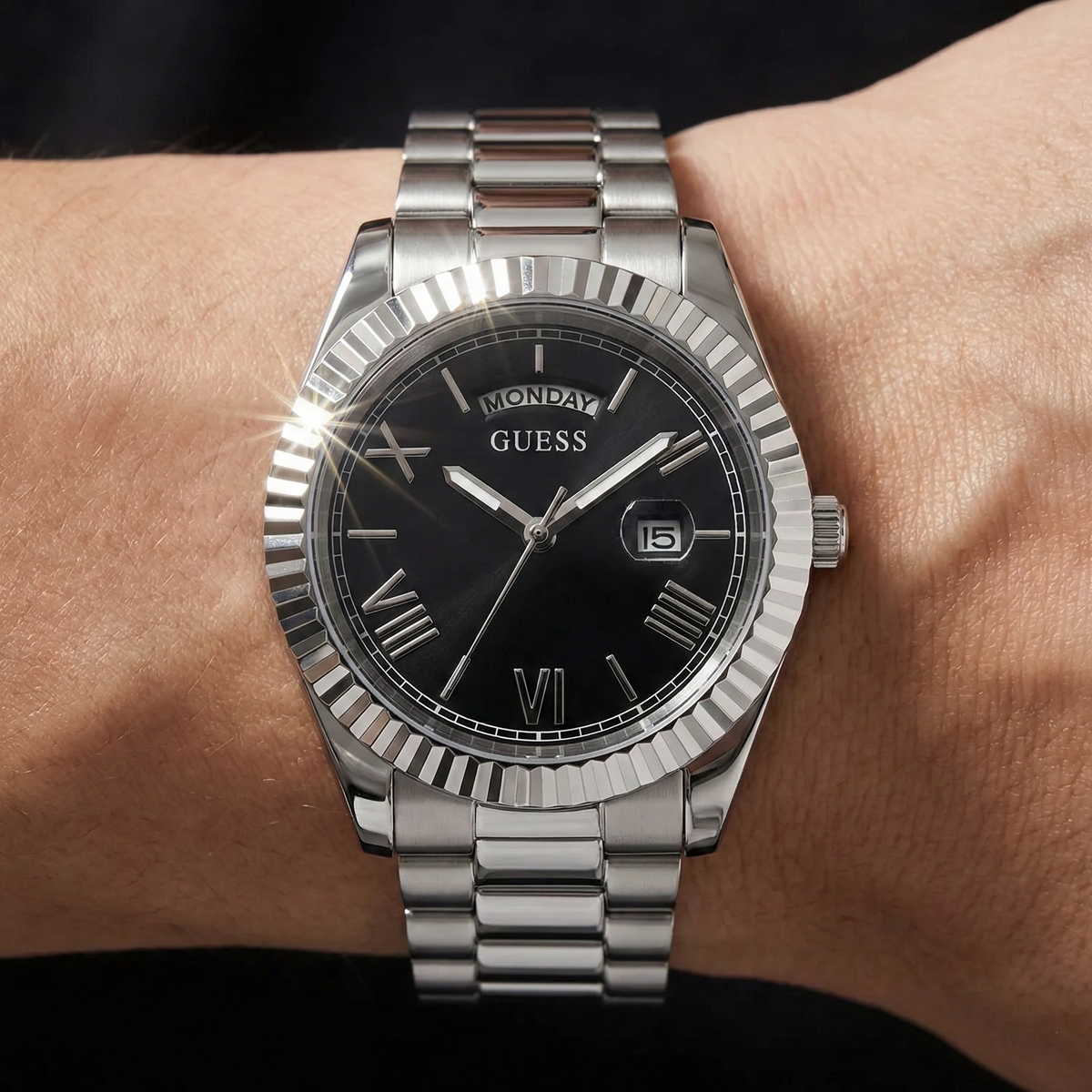 Guess Connoisseur GW0265G1 Silver Case Black Dial Men's Watch