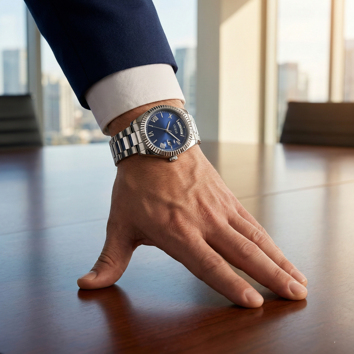 Guess Connoisseur GW0265G7 Silver Case Blue Dial Men's Watch