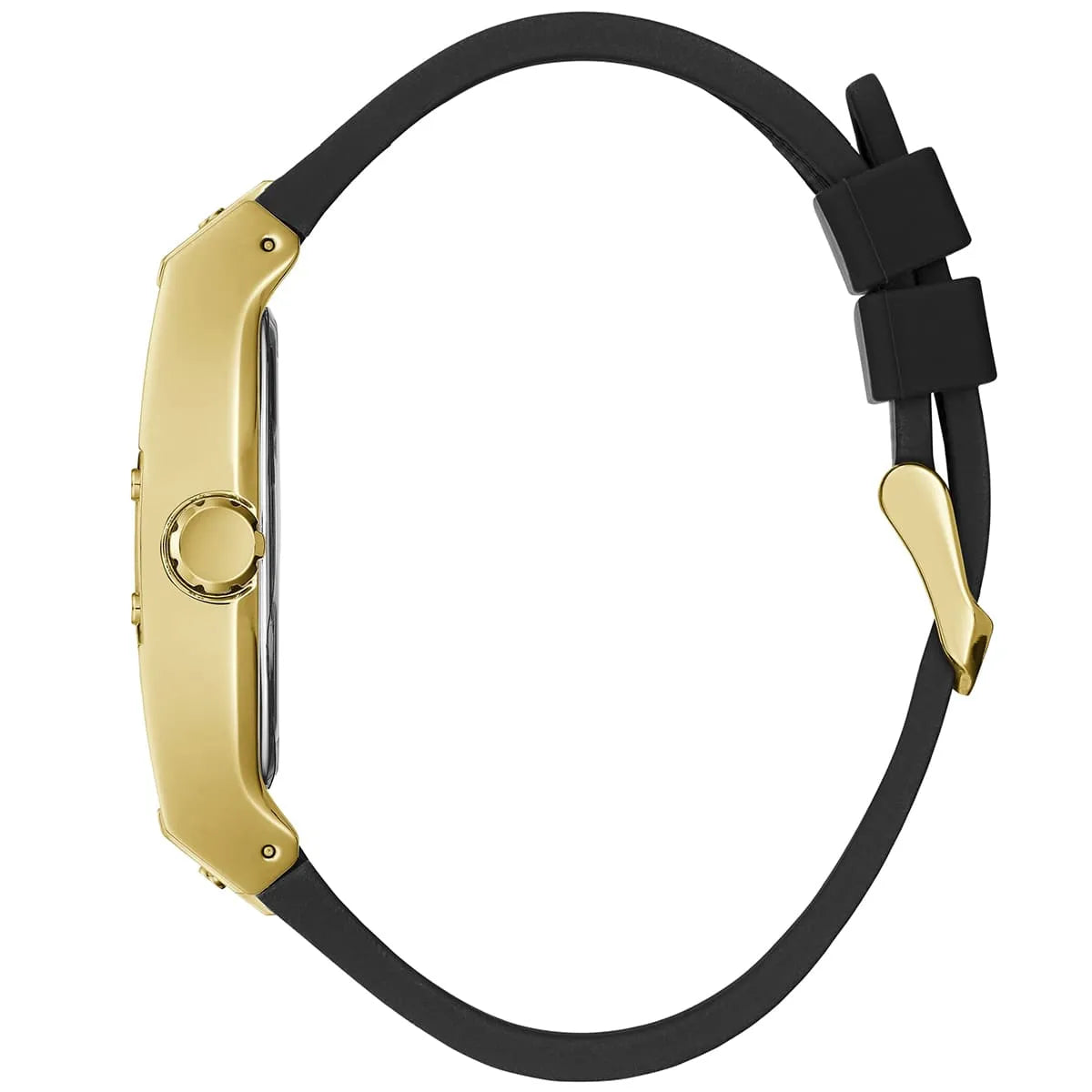 Guess Phoenix GW0386G3 Gold-Tone Case Black Minimalist Dial Leather Strap Men's Watch
