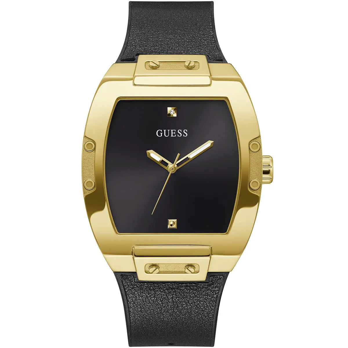 Guess Phoenix GW0386G3 Gold-Tone Case Black Minimalist Dial Leather Strap Men's Watch