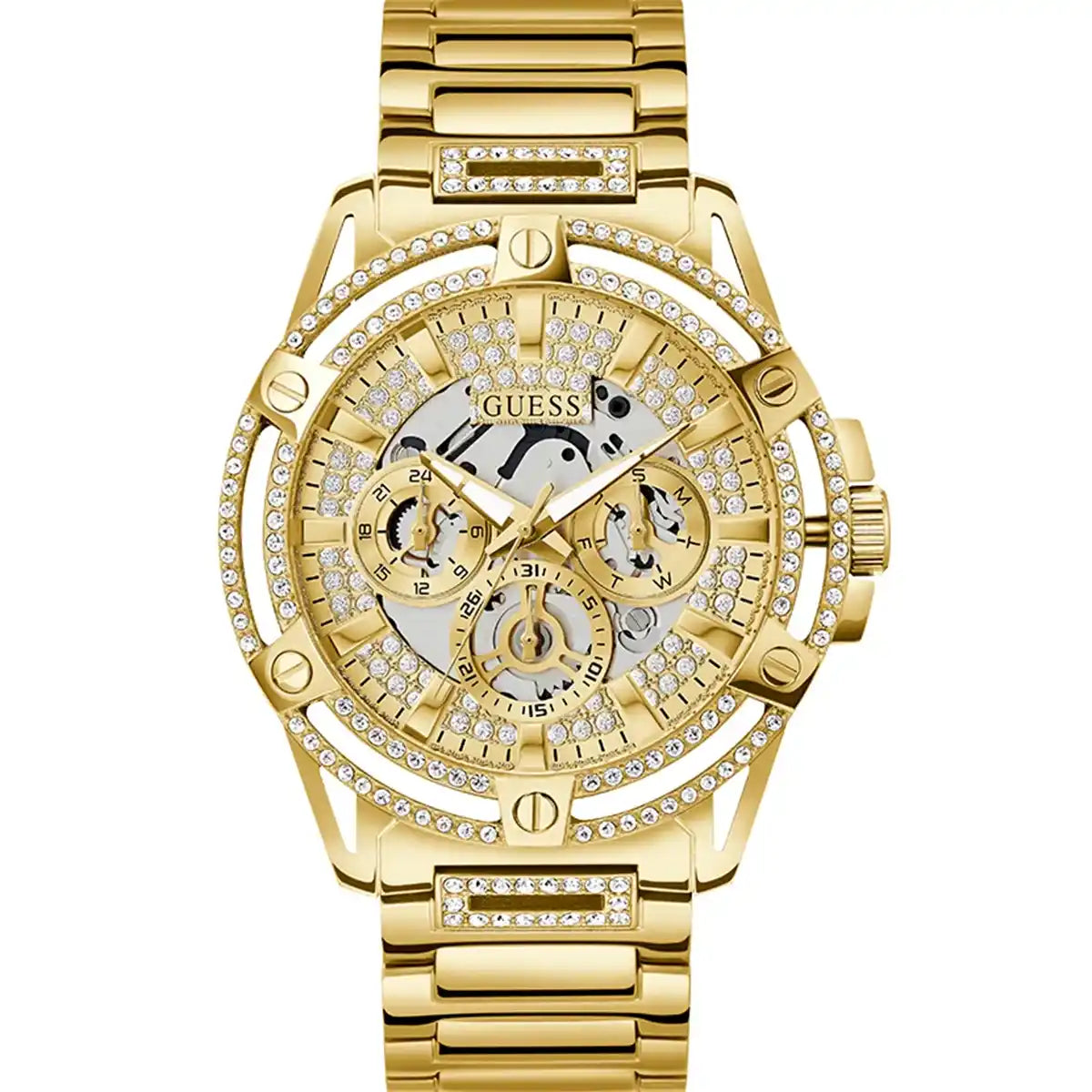 Guess Headline GW0497G2 Full Gold Crystal Encrusted Skeleton Men's Watch