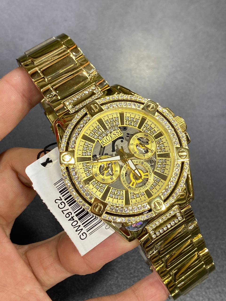 Guess Headline GW0497G2 Full Gold Crystal Encrusted Skeleton Men's Watch