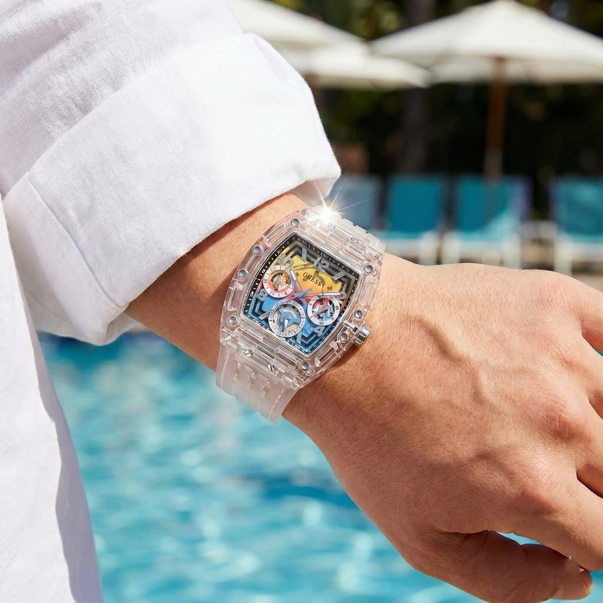 Guess Phoenix GW0499G3 Men's Transparent & Rainbow Watch