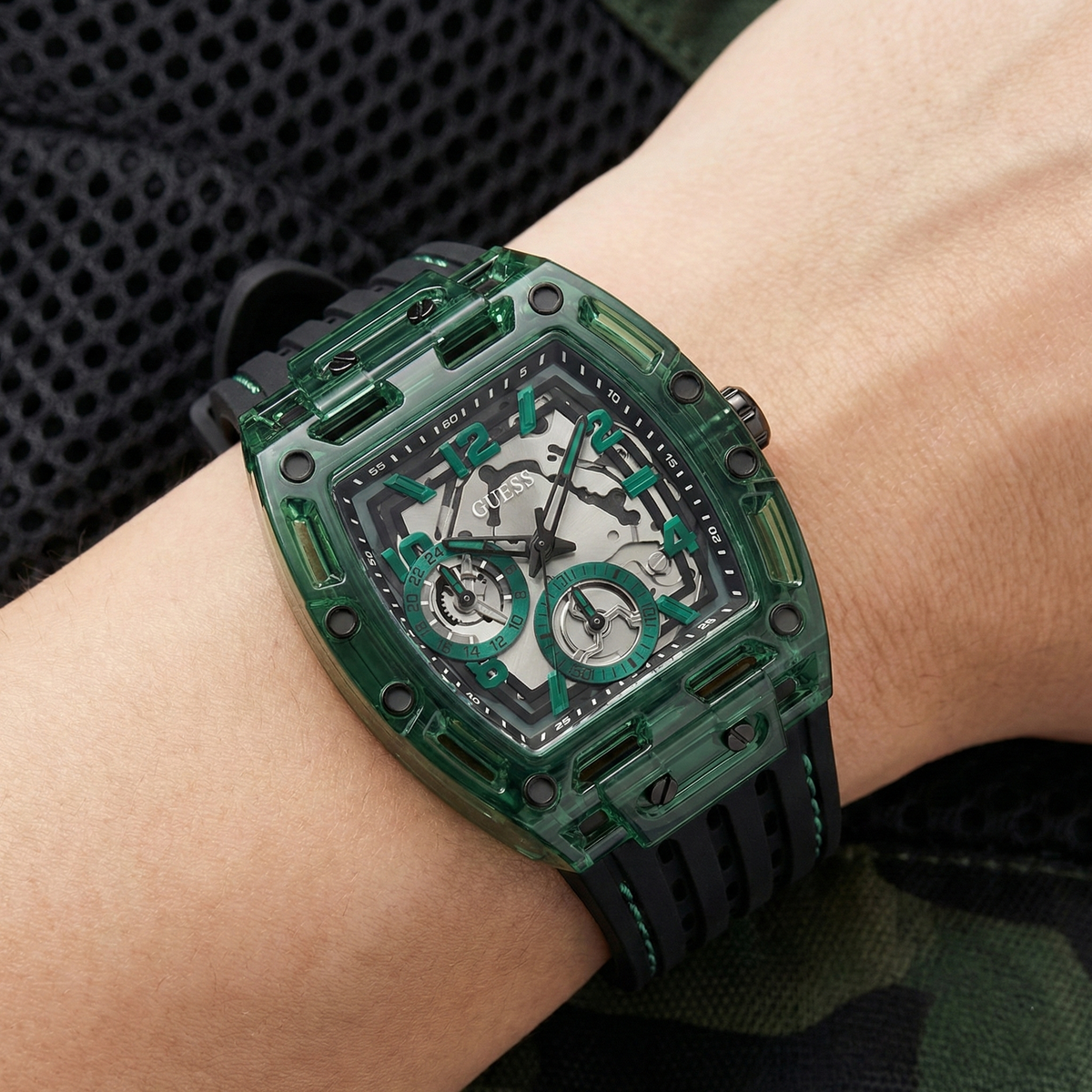 Guess GW0499G7 Phoenix Green Transparent Men's Watch