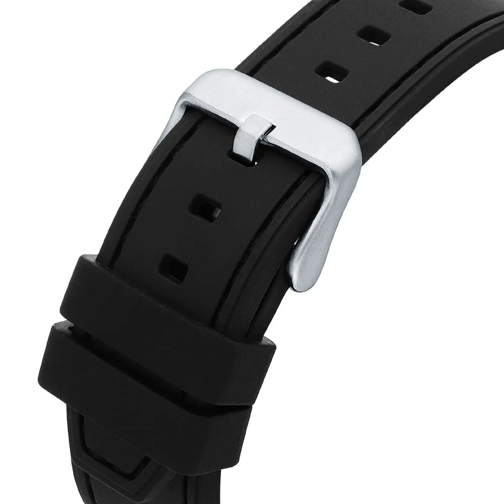 Guess Headline GW0571G1 Silver Case Black Dial Black Rubber Strap Men's Watch