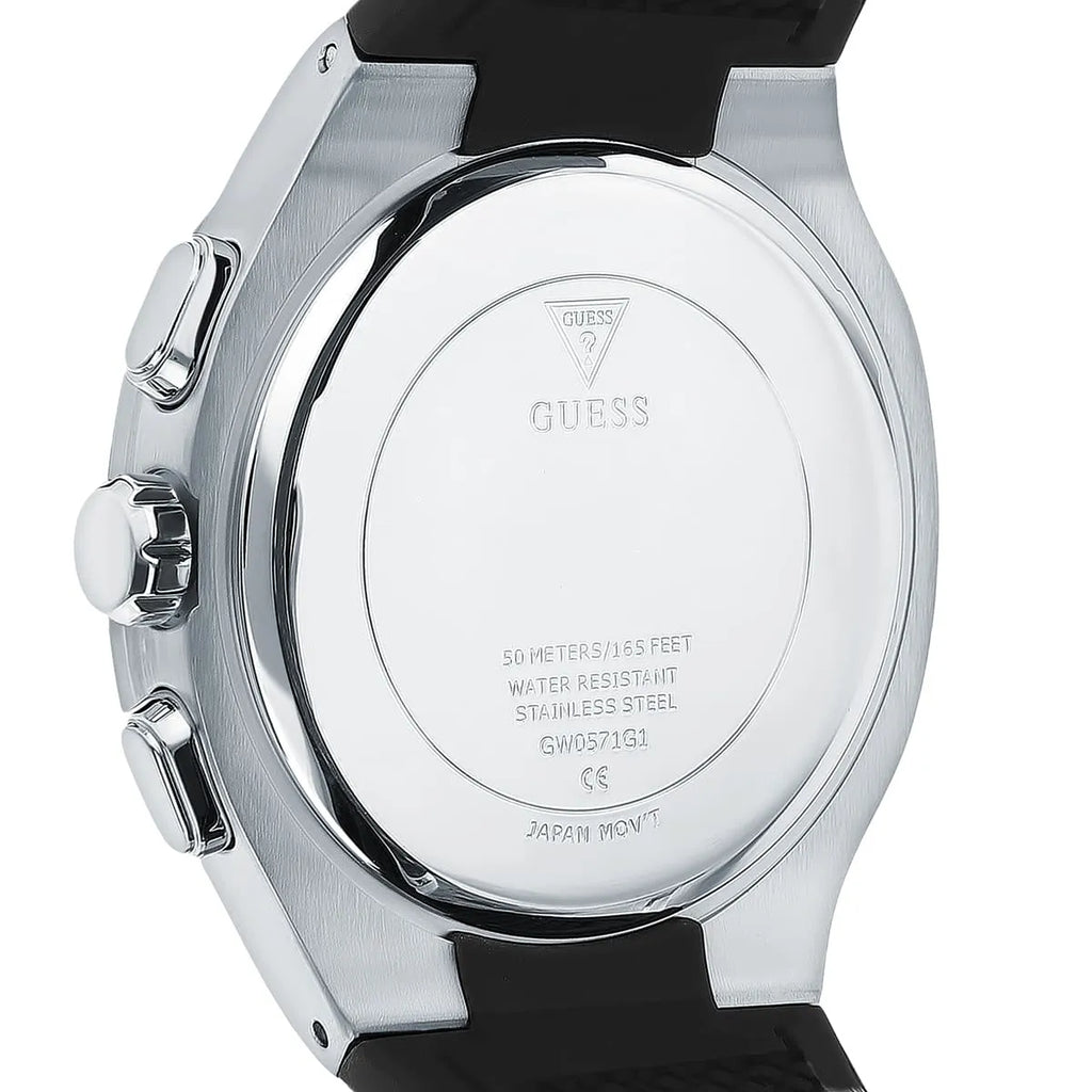 Guess Headline GW0571G1 Silver Case Black Dial Black Rubber Strap Men's Watch