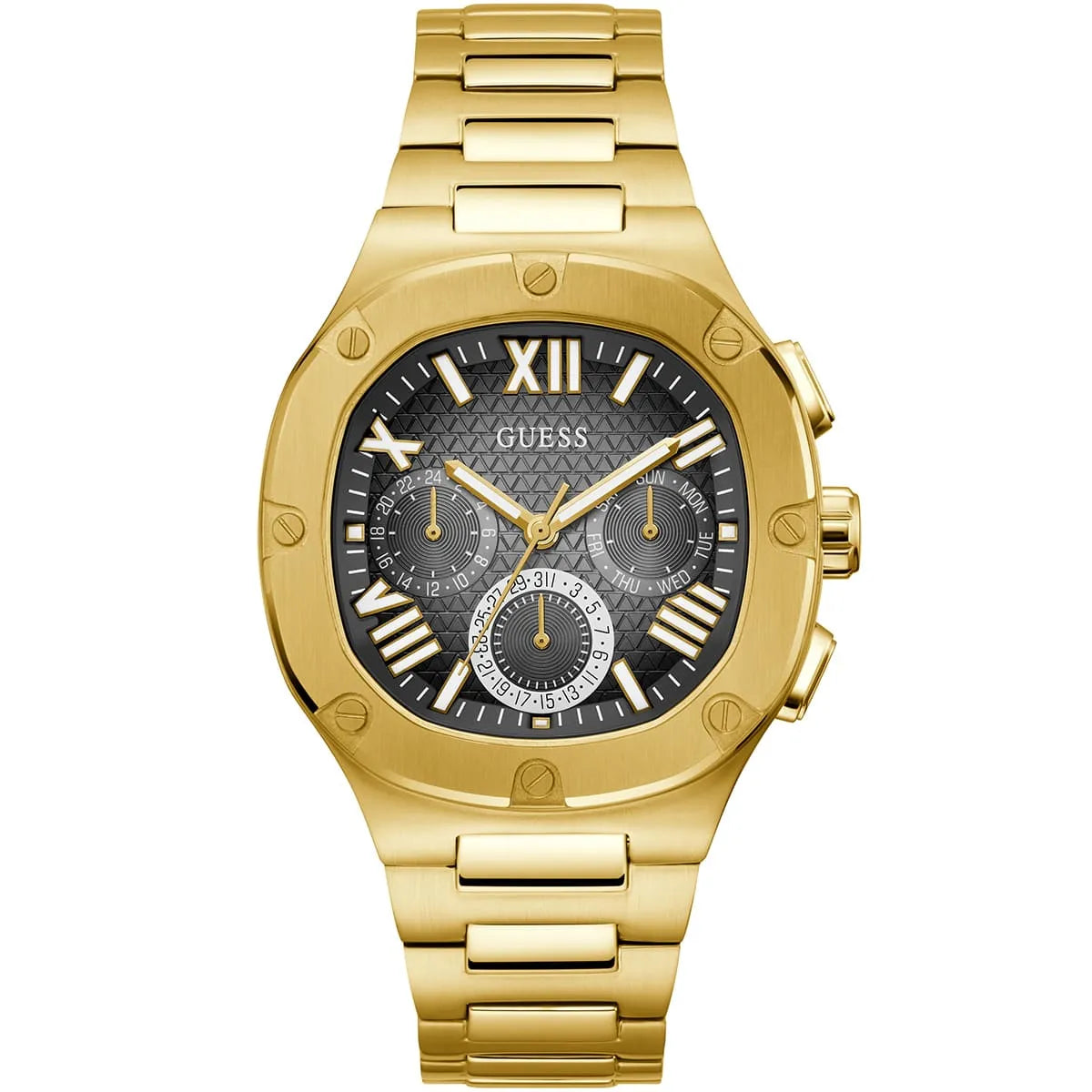 Guess Headline GW0572G2 Full Gold Case Black Textured Dial Men's Watch