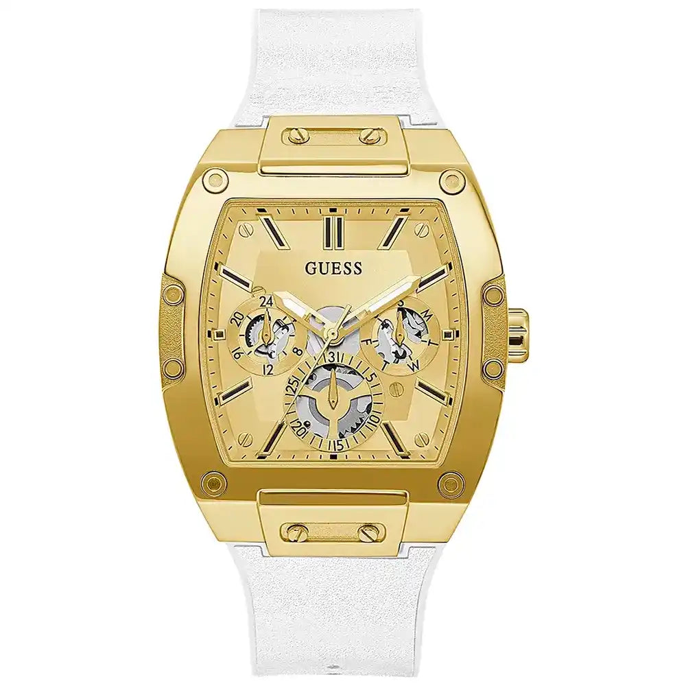 Guess Phoenix GW0202G6 Gold-Tone & White Rubber Men's Watch