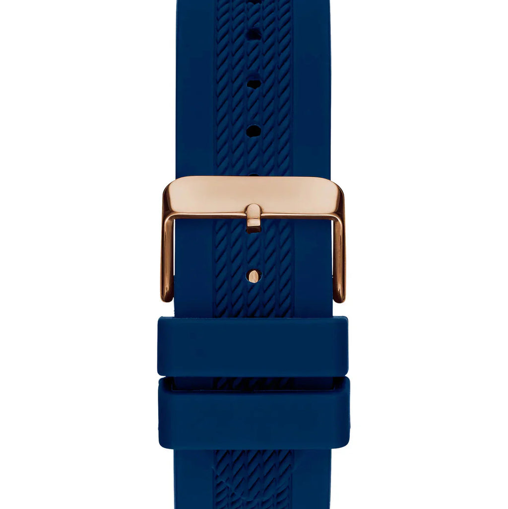 Guess Rig GW0051G3 Rose Gold & Blue Rubber Strap Watch with Metal Inserts