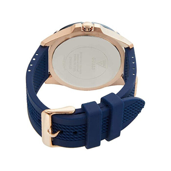 Guess Rig GW0051G3 Rose Gold & Blue Rubber Strap Watch with Metal Inserts