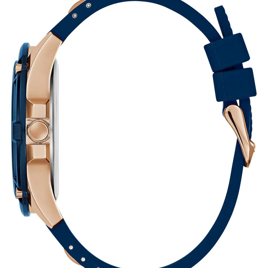 Guess Rig GW0051G3 Rose Gold & Blue Rubber Strap Watch with Metal Inserts