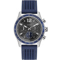 Guess Fleet W0971G2 Silver Case Blue Bezel Rubber Chronograph Watch