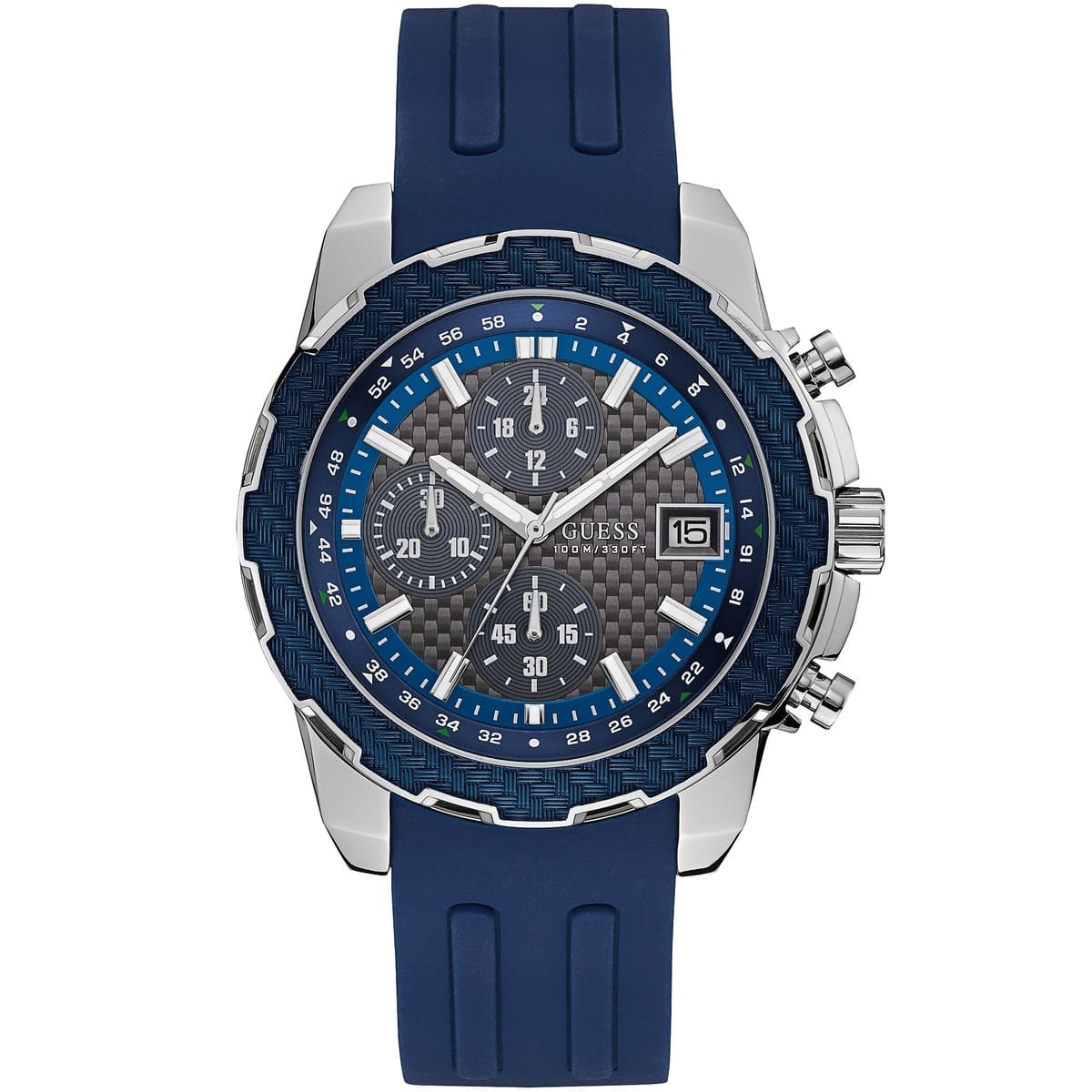 Guess Octane W1047G2 Men's Blue Bezel Grey Dial Rubber Watch