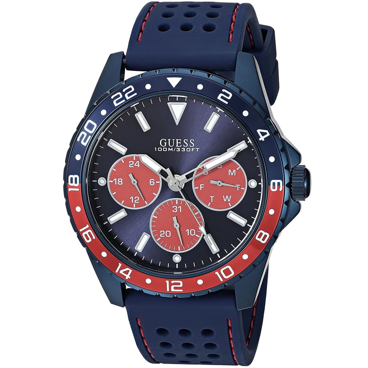 Guess Odyssey W1108G1 Men's Blue IP Case Pepsi Bezel Watch
