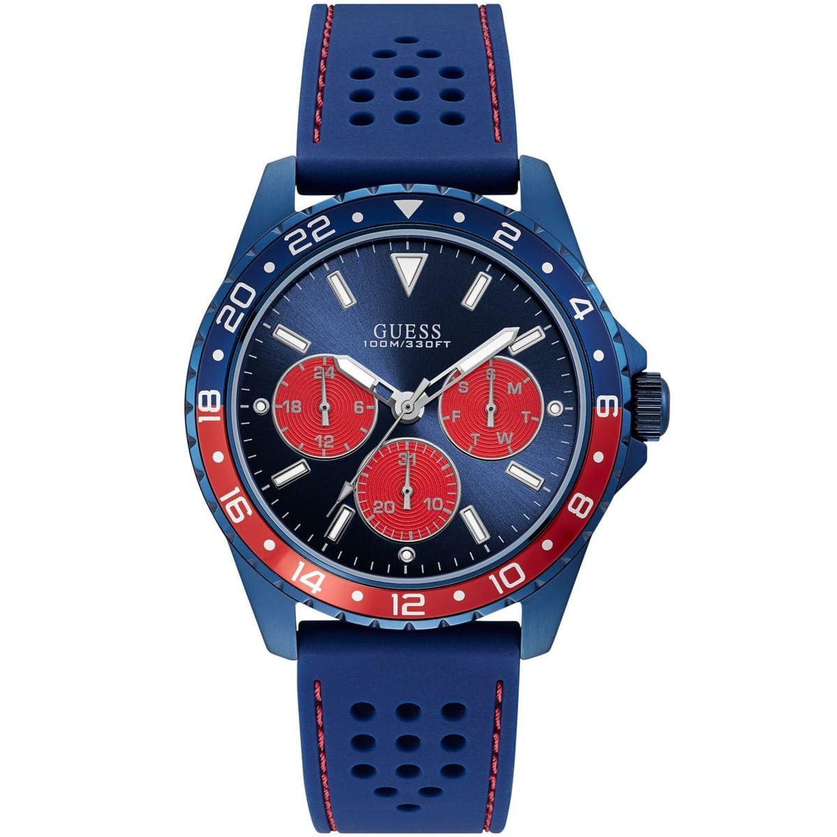 Guess Odyssey W1108G1 Men's Blue IP Case Pepsi Bezel Watch