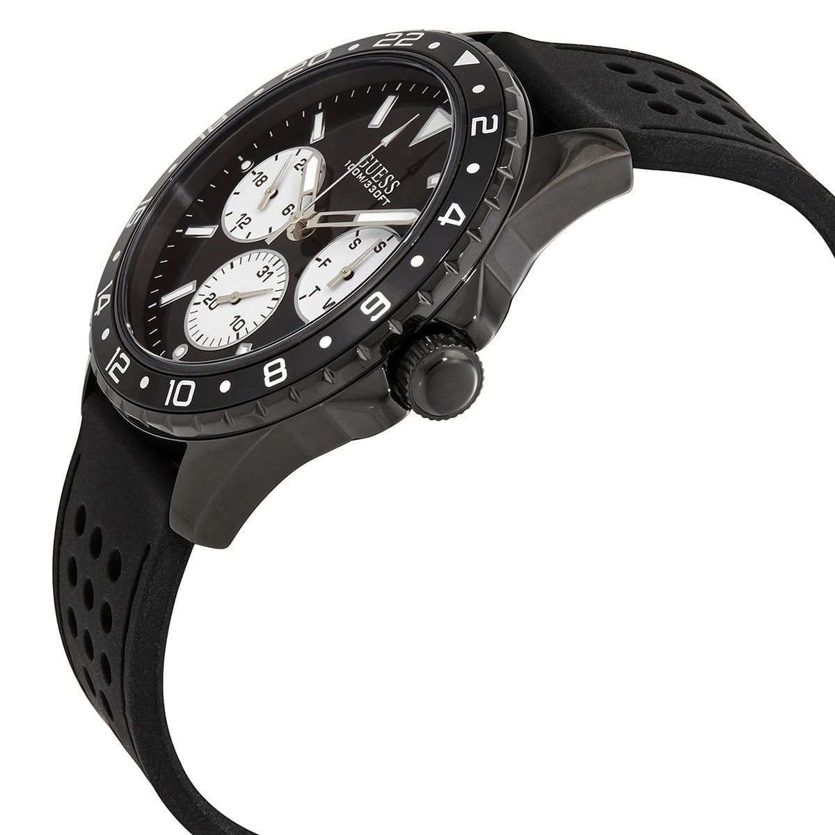 Guess Odyssey W1108G3 Black Case Panda Dial Rubber Strap Men's Watch