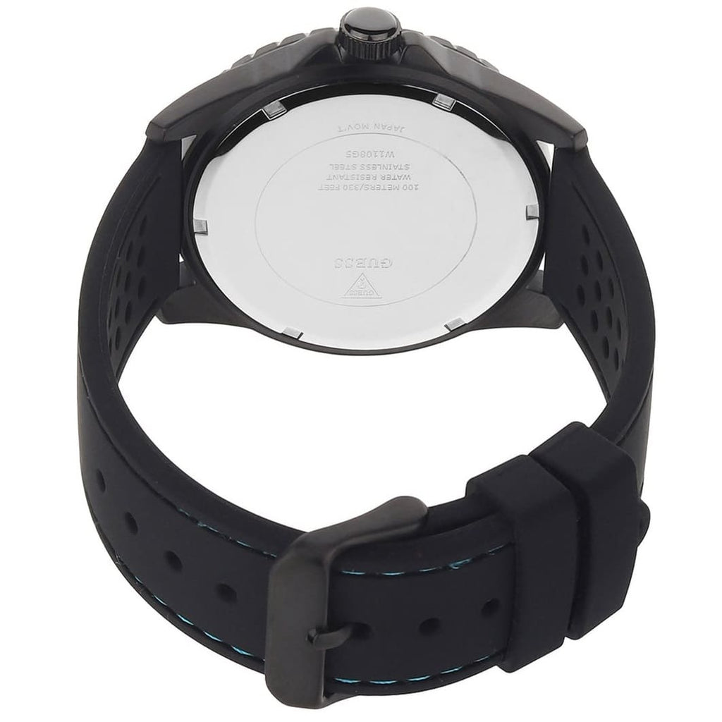Guess Odyssey W1108G5 Men's Black Case Blue Accents Rubber Watch