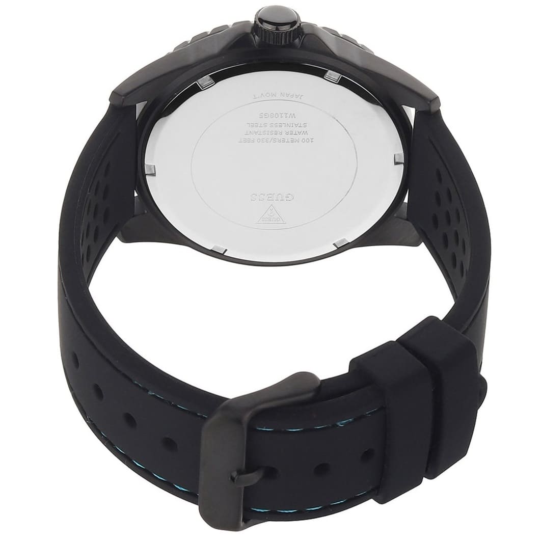 Guess Odyssey W1108G5 Men's Black Case Blue Accents Rubber Watch