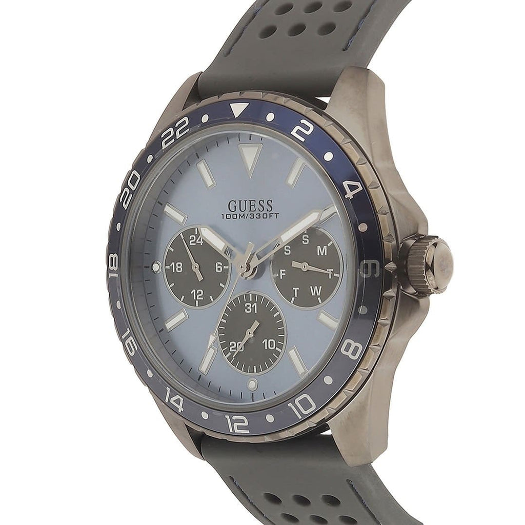 Guess Odyssey W1108G6 Gunmetal Case Sky Blue Dial Grey Rubber Watch