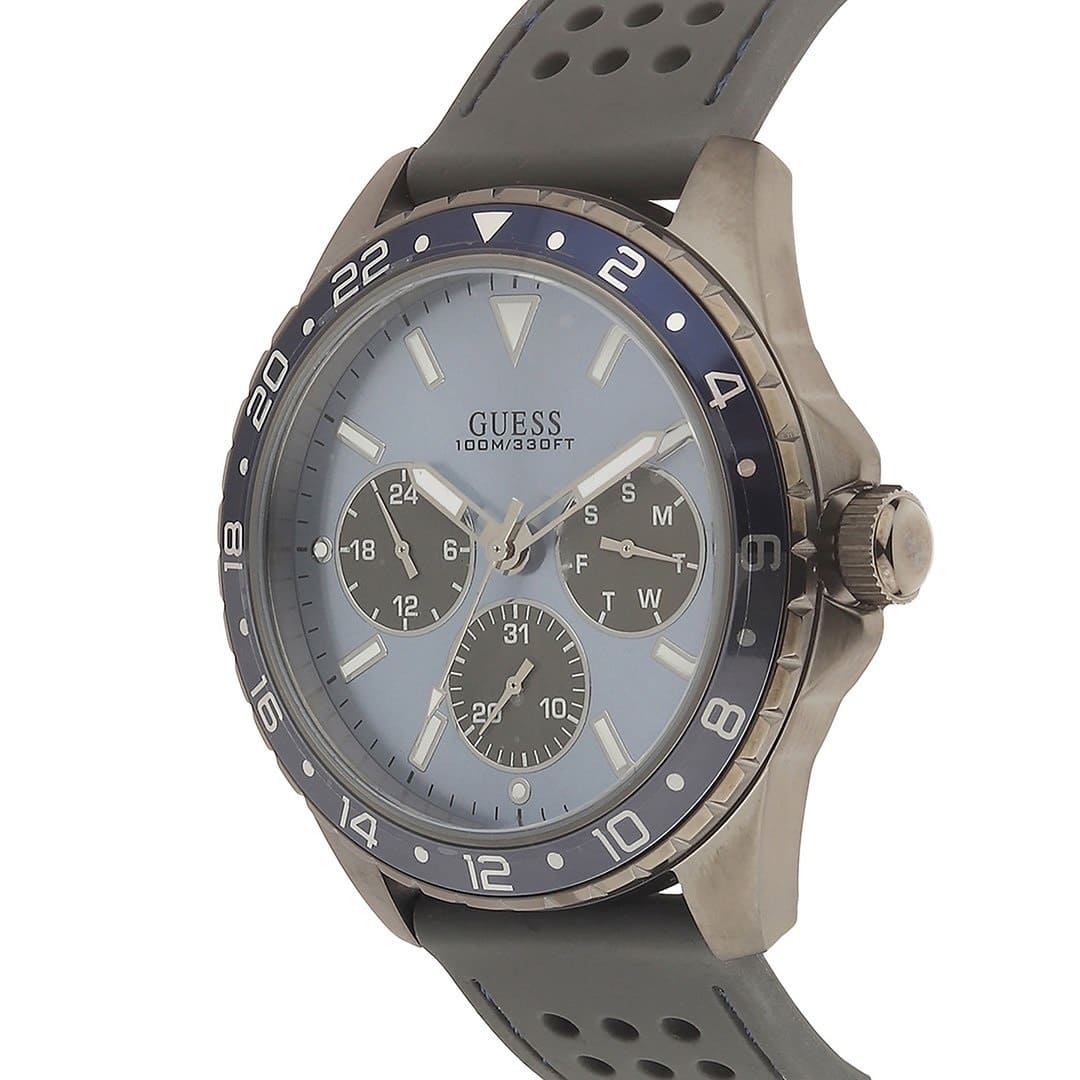 Guess Odyssey W1108G6 Gunmetal Case Sky Blue Dial Grey Rubber Watch