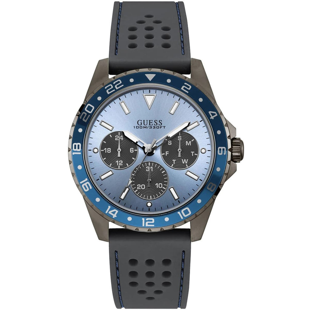 Guess Odyssey W1108G6 Gunmetal Case Sky Blue Dial Grey Rubber Watch