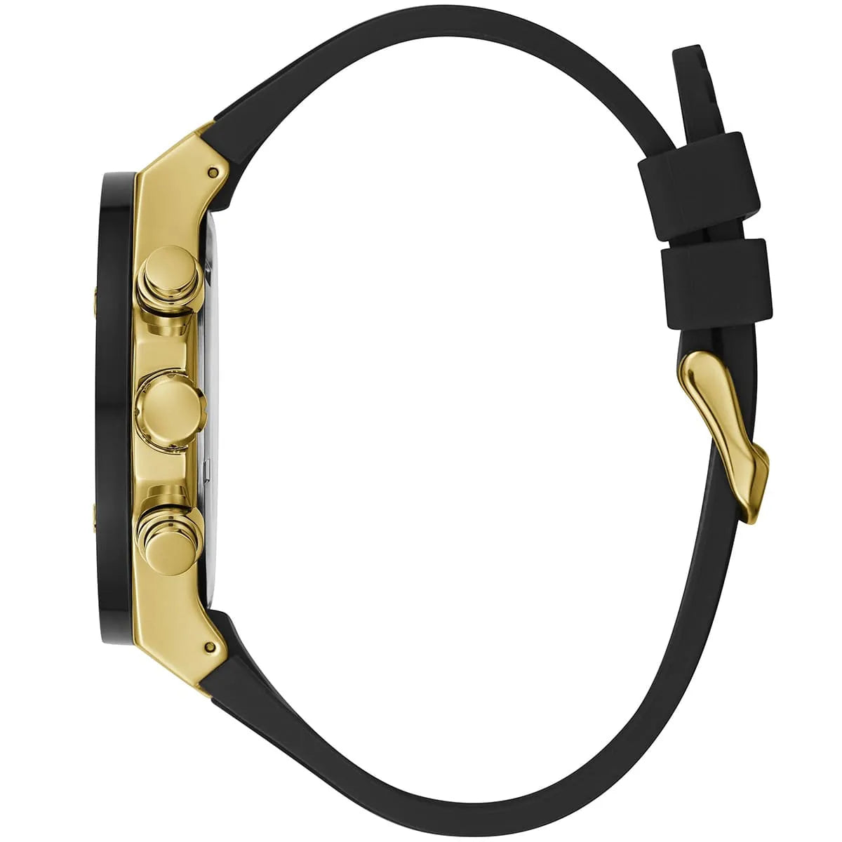 Guess Poseidon Multi-Function GW0057G1 Gold Case Black Dial Black Rubber Men's Watch