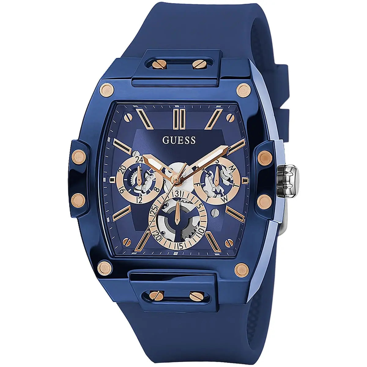 Guess Phoenix GW0203G7 Blue Polycarbonate Rose Gold Rubber Watch