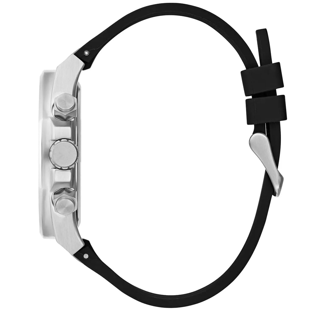 Guess Empire GW0583G1 Silver Tone Case Black Dial Rubber Watch