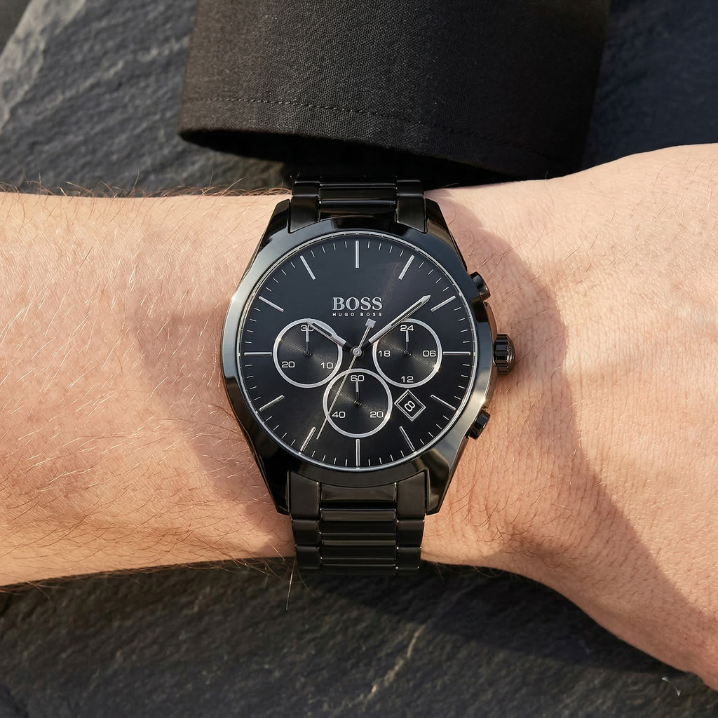 Hugo Boss Onyx 1513365 Chronograph Black Dial Men's Black Metal Watch
